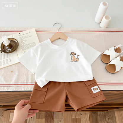Sportswear Summer Two-piece Set Children's Sportswear Short Sleeved Shorts Loose Casual Children's Clothing Baby Set