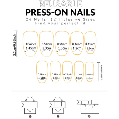 ARTAUG 24PCS Short Press On Nails Square Pink Fingertip White French Trim Press On Nails Full Cover Fake Nails Set Nail