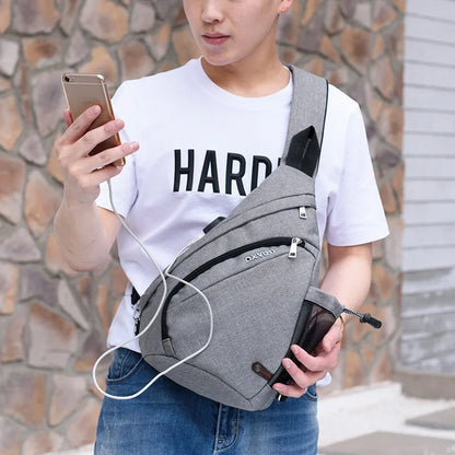New Men One Shoulder Backpack Women Sling Bag Crossbody USB Boys Cycling Sports Travel Versatile Fashion Bag Student School 2023