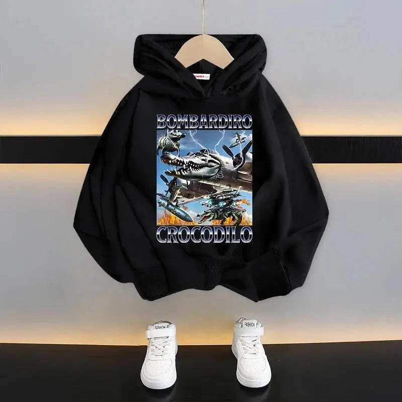 Autumn Cute Italian Brainrot Print Children's Hoodies Funny Cartoon Graphic Kids Fashion Girl Sweatshirts Casual Boy Pullover