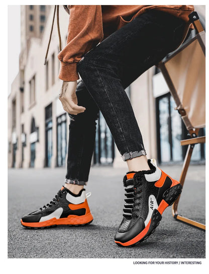 Men Platform Warm Cotton Shoes Male Thick Sneakers Winter Vulcanized Shoes Men Fashion Casual Running Shoe High Top Snow Boots