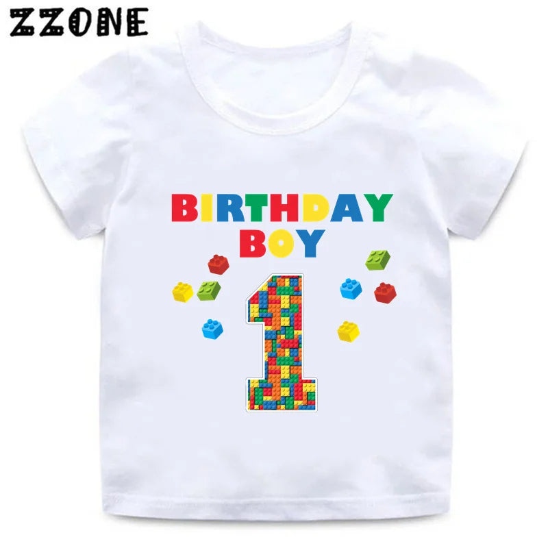 Master Builder Blocks Building Print Funny Boys Clothes 1 2 3 4 5 6 7 8 9 Years Happy Birthday Kids T shirt Baby Girls T-Shirts