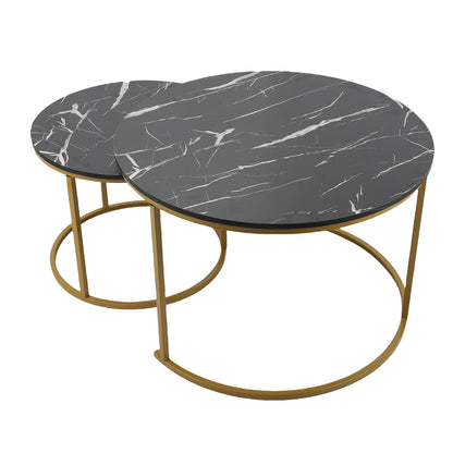 Coffee Table Set Minimalist Modern Nesting Round Center Table for Living Room Apartment Balcony Yard