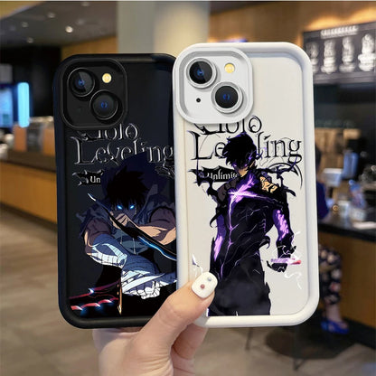 Cool S-Solo Levelings Anime Phone Case for iPhone16 15 14 13 12 11 Pro Max 16 15 14 8 7 Plus X XS Max 8 7 FE Silicone Back Cover