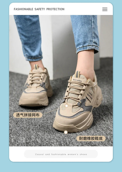 New Fashion 2024 Women's Safety Shoes Sneakers Women Anti-smash Anti-puncture Security Boots Protective Shoes Breathable