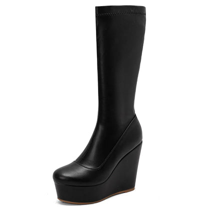 Big Size 35-43 Brand New Ladies Platform Ankle Boots Fashion Zip Wedges High Heels Boots Women 2022 Party Office Shoes Woman