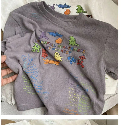2025 Cartoon Baby T-shirts Korea Style Children's Baby Short Sleeve Printing Tees For Boys Girls