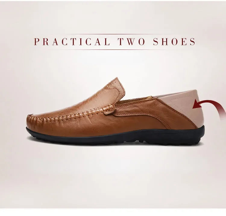 Shoes Men Leather Spring Loafers Slip on Business Casual Leather Shoes Classic Soft Moccasins Hombre Breathable Flats Shoes