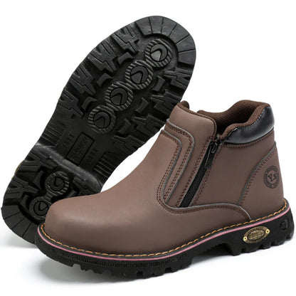 Anti Puncture Anti Smashing Work Boots Safety Steel Toe Shoes Men Waterproof Leather Boots Protective Shoes Safety Men Boots