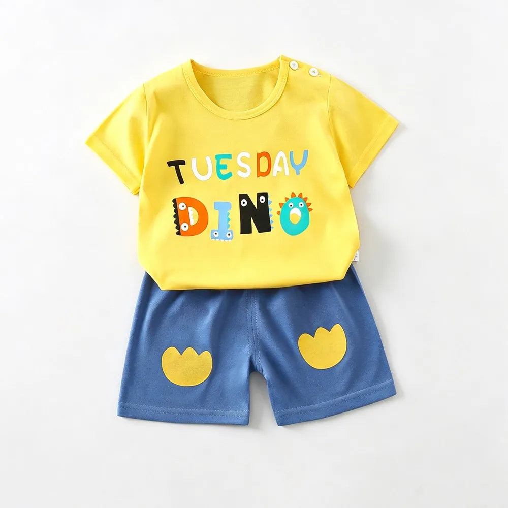 Kids Clothes Set Baby Boy/Girl T-Shirt + Shorts Summer Clothing Cotton Cartoon Casual Boys Tracksuit Children Baby Clothes Set