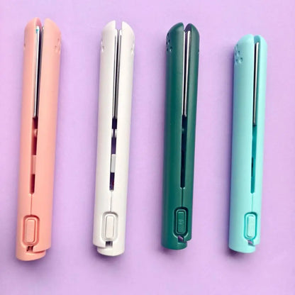 2-in-1 Mini Hair Straightener & Curler, Dual Purpose Curling Iron, Portable Curling Wand and Flat Iron Travel for All Hair Types