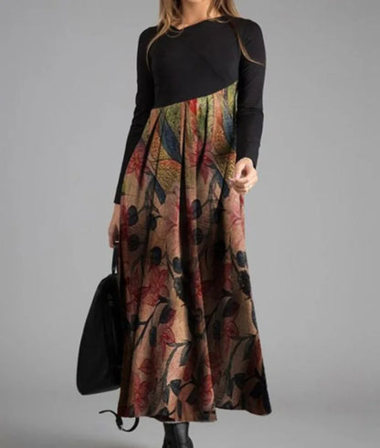 Vintage Women Long Dress V-Neck A-Line Dress 2024 Autumn Elegant Long Sleeves Slim Party Dresses Ladies Casual Loose Vestidos