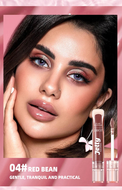 Mirror Water Light Jelly Lip Gloss Shiny Mirror Moisturizer Sexy Red Rose Liquid Lipstick Glitter Lip Oil Glass Lip Stain Makeup