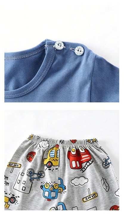 Kids Clothes Set Baby Boy/Girl T-Shirt + Shorts Summer Clothing Cotton Cartoon Casual Boys Tracksuit Children Baby Clothes Set