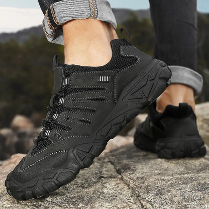 Retro Style Men's Outdoor Hiking Shoes Durable Waterproof Trekking Sneakers Non-Slip Sole Trainers Male Mountain Travel Footwear