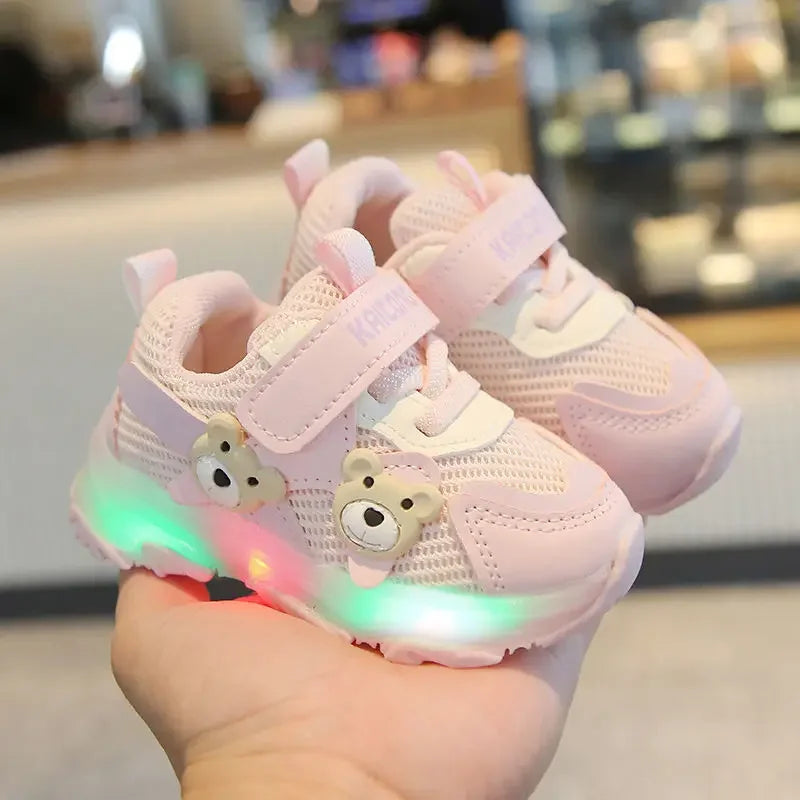 Kid Sports Shoes 2025spring New0-3y Soft Sole Baby Shoe Kid Walking Shoe Breathable Boy Shoes Anti Slip  Illuminated Gril Shoes