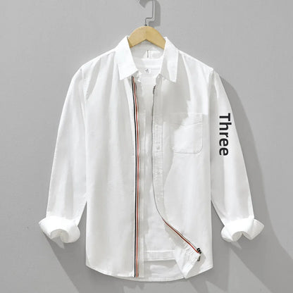 Fashionable Retro Striped Men's Long Sleeve Shirt Casual Handsome Outerwear Korean Style Spring Autumn Wear from Mainland China