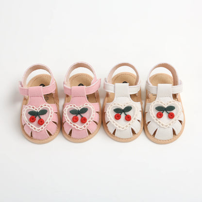 Baby girl sandals summer cherry cloth sole shoes newborn baby shoes first walking shoes