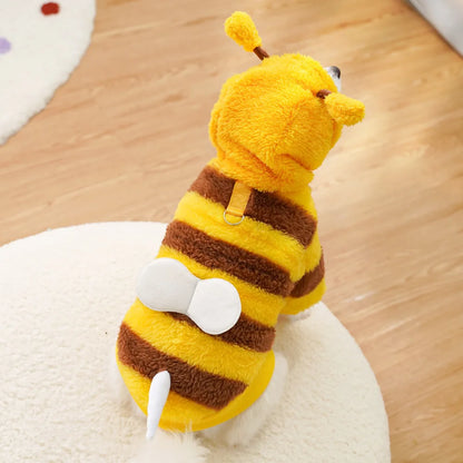 Puppy Pet Clothes Bee Style Plush Costume Cat Pet Clothes Autumn Winter Plush Warm Clothing Dog Clothes For Small Dogs