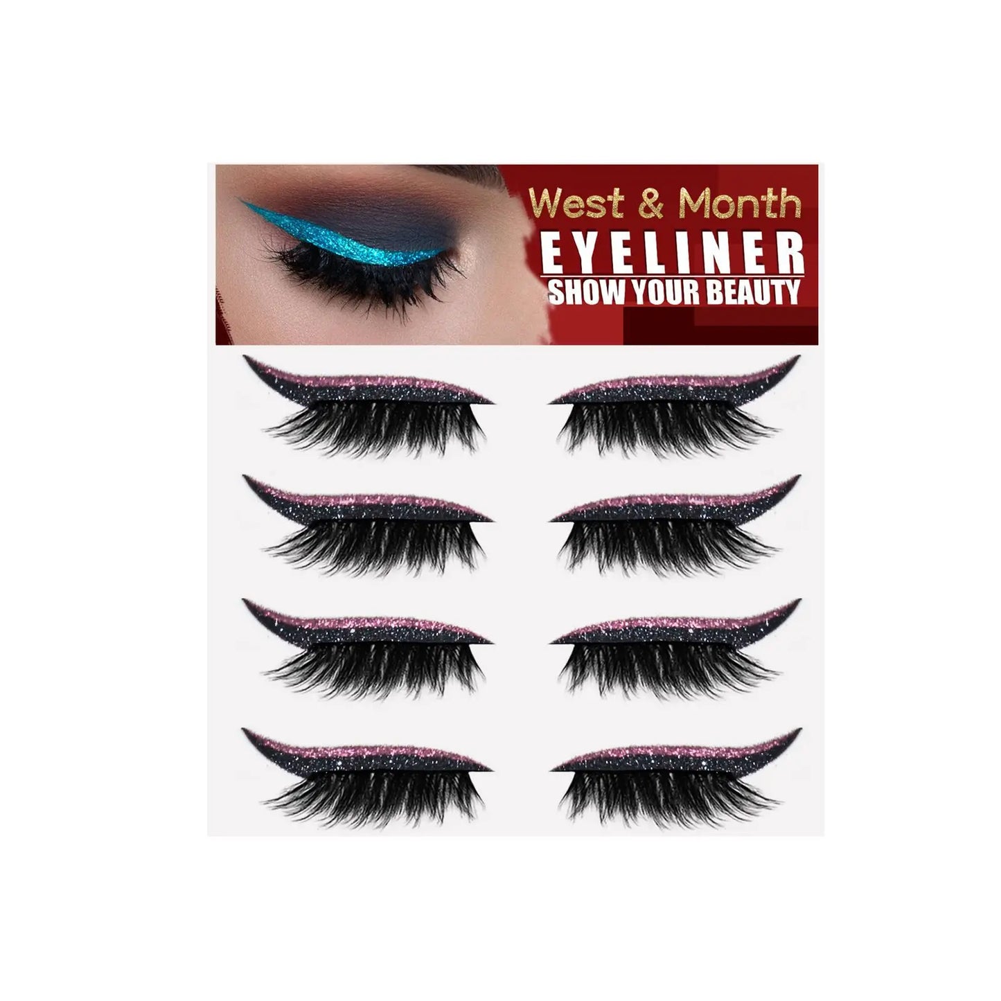 2in1 Eyeshadow Eyeliner Stickers False Eyelashes Waterproof Eyelash Liner Patches Instant Cat Eye Natural Look Party Eye Makeup