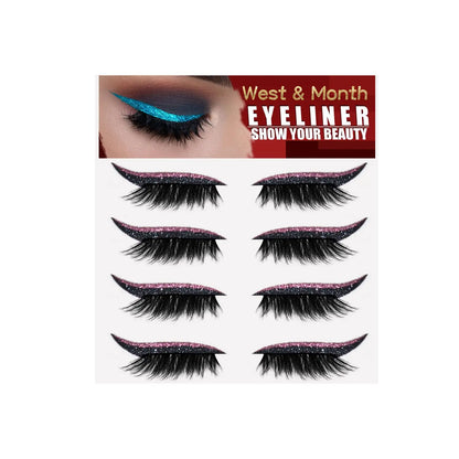 2in1 Eyeshadow Eyeliner Stickers False Eyelashes Waterproof Eyelash Liner Patches Instant Cat Eye Natural Look Party Eye Makeup