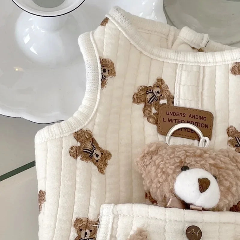 Autumn Winter Cat Fashion Designer Vest Pet Cute Cartoon Soft Shirt Small Dog Harness Chihuahua Poodle Yorkshire Puppy Clothes
