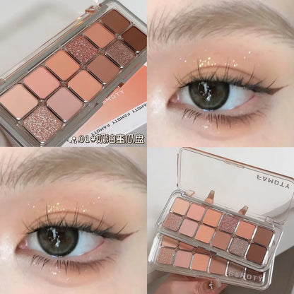 12-Color Low Saturation Matte Eyeshadow Palette Tea Apricot Earth Tones Long Lasting All-Matte Eye Makeup for Daily Use