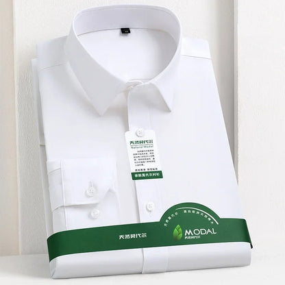 New Quality Anti-Wrinkle Men Shirt Long Sleeves Dress Shirts For Men Slim Fit Camisa Social Business Office White Shirt 5XL