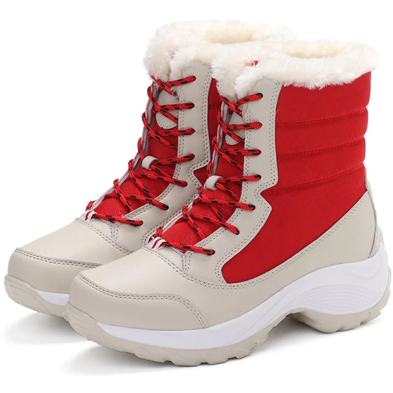 Women's Boots Women Heels Boots For Winter Shoes Woman Keep Warm Fur Botas Mujer 2025 Snow Boots Platform Shoes White Black Boot