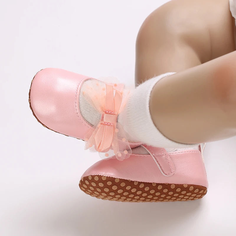 Cute Girl 0-18M Baby Shoes Pink Theme Bow Princess Shoes Spring and Autumn Soft Sole Lightweight Garden Shoes Casual Shoes