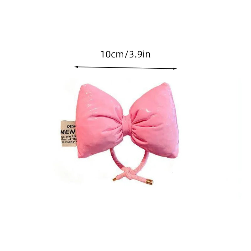 Large Bow Children Hair Rope Pink Red Princess Rubber Bands Headwear Baby Girl High Ponytail Holder Ropes Kids Hair Accessories