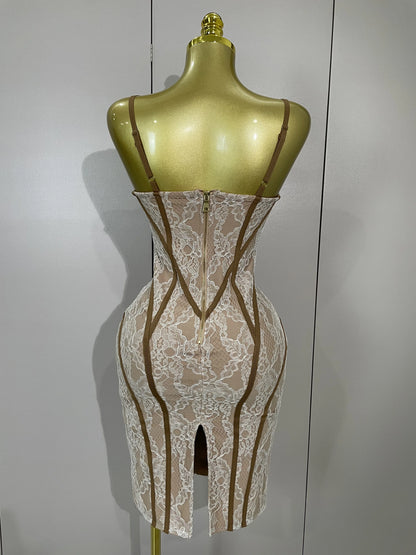 2025 New Women's Party Dress Original Design Camisole Lace Backless Evening Party Birthday Gowns Night Club Show Wear Vestido