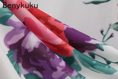 Floral Print 1950s 60s Vintage Women Dress Elegant Summer Robe Ladies Sleeveless V Neck A Line Swing Rockabilly Dresses 2025
