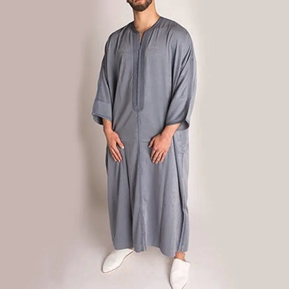 New 2025 Traditional Muslim Clothing Eid Middle East Jubba Thobe Men Thobe Arab Muslim Robes with Long Sleeves Gifts for Husband