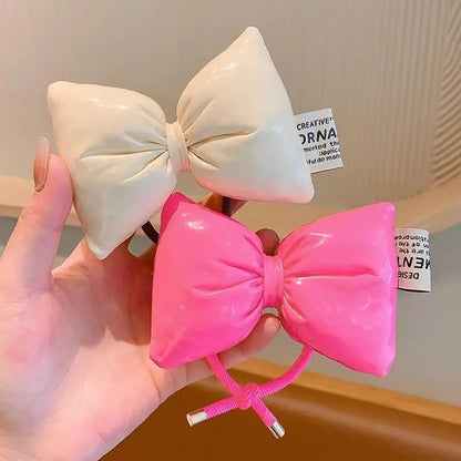 Large Bow Children Hair Rope Pink Red Princess Rubber Bands Headwear Baby Girl High Ponytail Holder Ropes Kids Hair Accessories