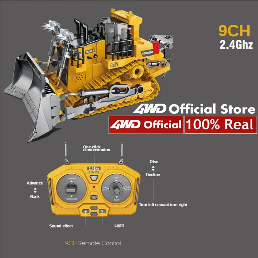 4WD Remote Control Excavator 4x4 Alloy Dump Truck Bulldozer Radio Model RC Car Construction Vehicle Toy Children Kids Gifts