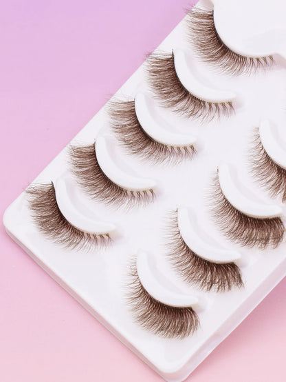 Christmas new 5 Pairs Brown Lashes 3D Mink  Natural Long False Eyelashes Dramatic Volume Fake Lashes Makeup Eyelash Extension