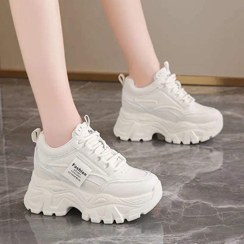 Fashion 2025 Spring Autumn Platform Sneakers Women Shoes Korean Lace Up Chunky Sneakers Mixed Color Women's Vulcanize Shoes