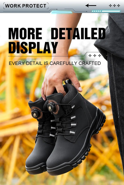 Waterproof Safety Boots Men Indestructible Steel Toe Work Boots Anti-smash Stab-resistant Safety Shoes Biker Botas Para Hombre