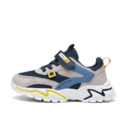 Kid Sneakers Sport Shoes for Boys Fashion Leather Children Breathable Mesh Comfort Shoes Casual Walking Outdoor Running Shoes