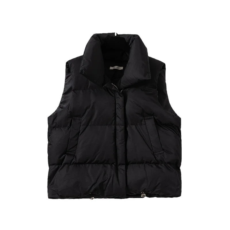 Autumn Winter Sleeveless Vest Women Keep Warm Puffer Jacket Stand Collar Harajuku Outwear Loose Fashion Padded Vest Korean Fall