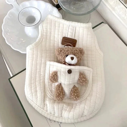 Autumn Winter Cat Fashion Designer Vest Pet Cute Cartoon Soft Shirt Small Dog Harness Chihuahua Poodle Yorkshire Puppy Clothes