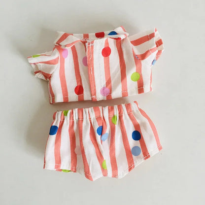 For 15/17cm 3.0 labubu doll cothes Swimsuit Beach skirt beach striped floral shirt shorts For ropa labubu outfit Decorations