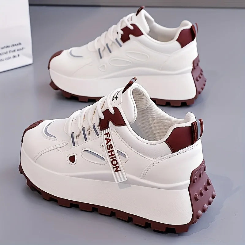 Korean Version of New Dad Shoes for Women, 2025 Spring Autumn Student Sports Running Casual Thick Soled Height Increasing Shoes