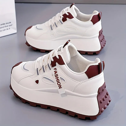 Korean Version of New Dad Shoes for Women, 2025 Spring Autumn Student Sports Running Casual Thick Soled Height Increasing Shoes