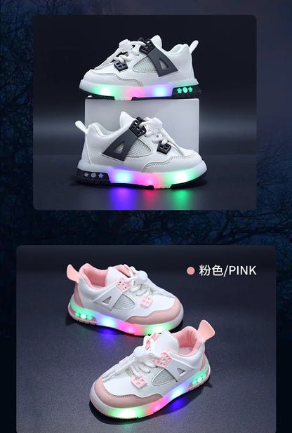 New Kid Shoes Fashion Versatile Comfort Boys Sneakers Breathable Non Slip Simple Casual Shoe LED Lightweight Classic Girls Shoe