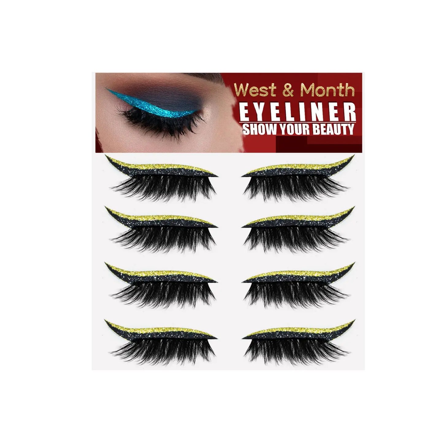 2in1 Eyeshadow Eyeliner Stickers False Eyelashes Waterproof Eyelash Liner Patches Instant Cat Eye Natural Look Party Eye Makeup