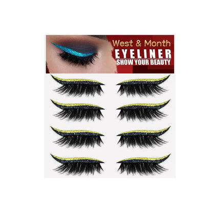 2in1 Eyeshadow Eyeliner Stickers False Eyelashes Waterproof Eyelash Liner Patches Instant Cat Eye Natural Look Party Eye Makeup