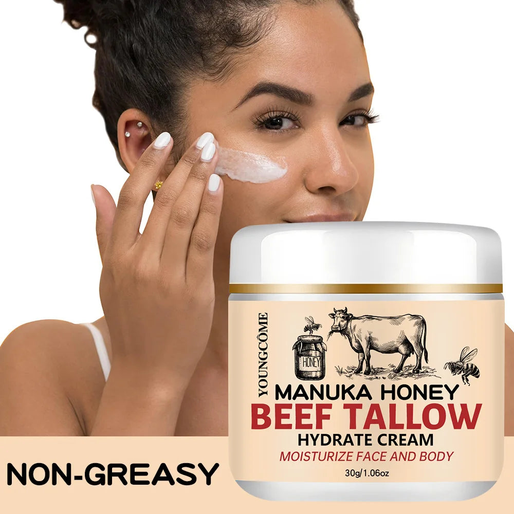 Manuka Honey Beef Tallow Face Cream Moisturiser Facial Anti Aging Skin Care Repair Fade Fine Line Wrinkle Remover Face Cream