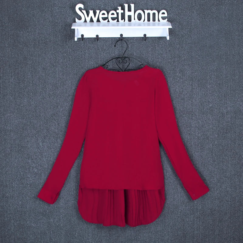 Women blouse long-sleeved V-neck elegant ladies chiffon shirt top fashion office work shirt Plus Size Blusas 5XL